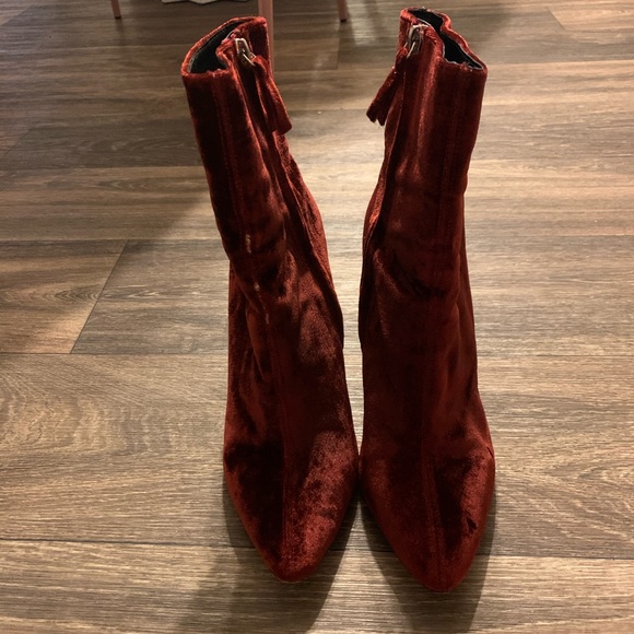 Zara | Burgandy Velvet Boots | Sz 39 (approx 8) - Picture 2 of 8